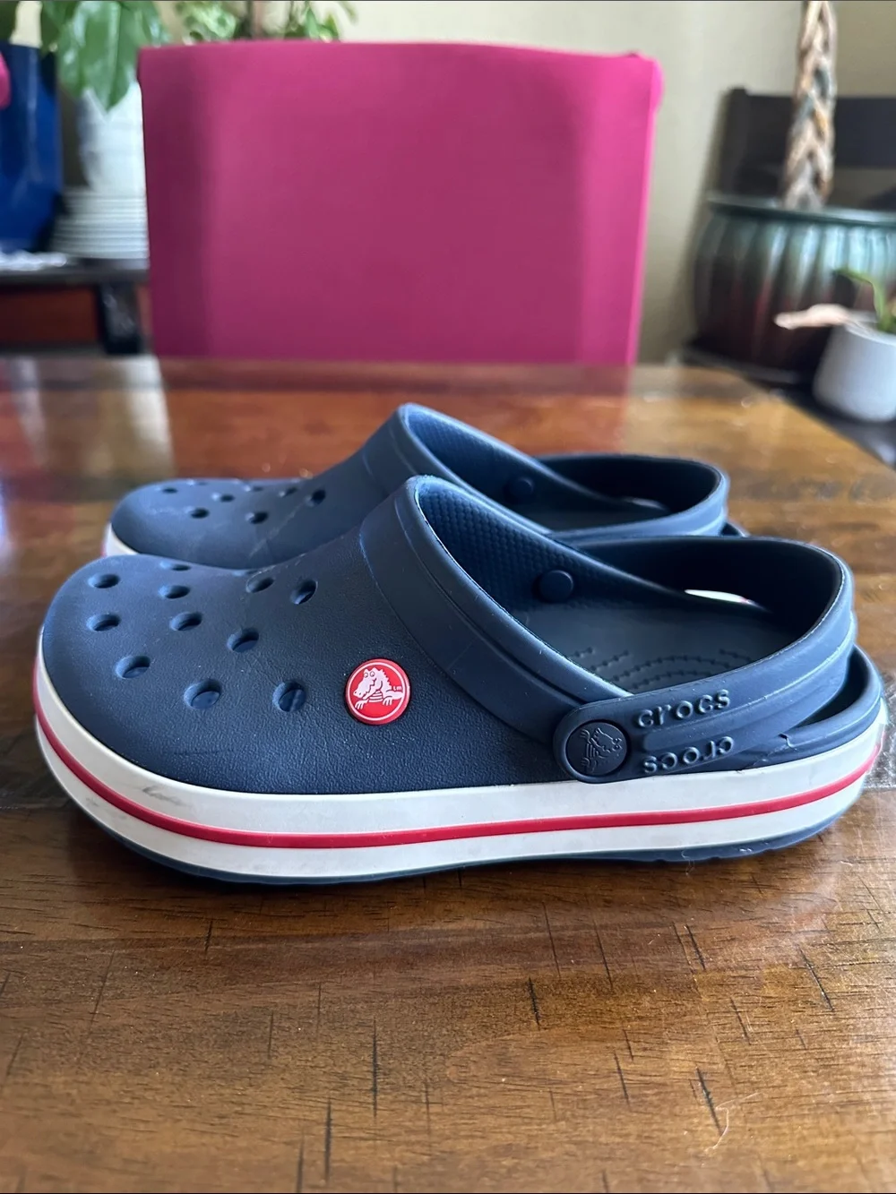 CROCS Kids Navy Clogs with Red Accent